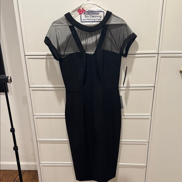 Maggy London Black Mesh cocktail Dress - Picture 1 of 10